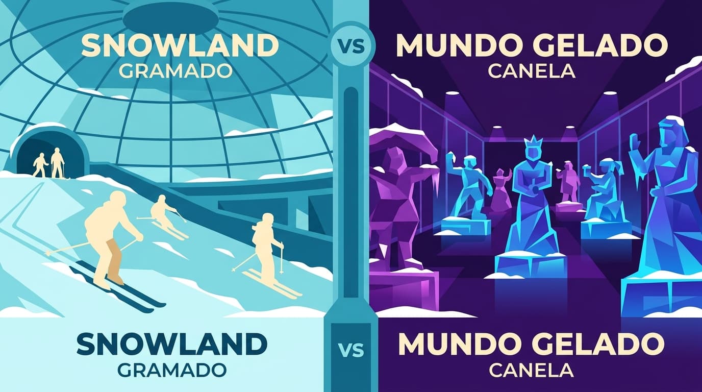 Ilustração de capa do comparativo Snowland x Mundo Gelado